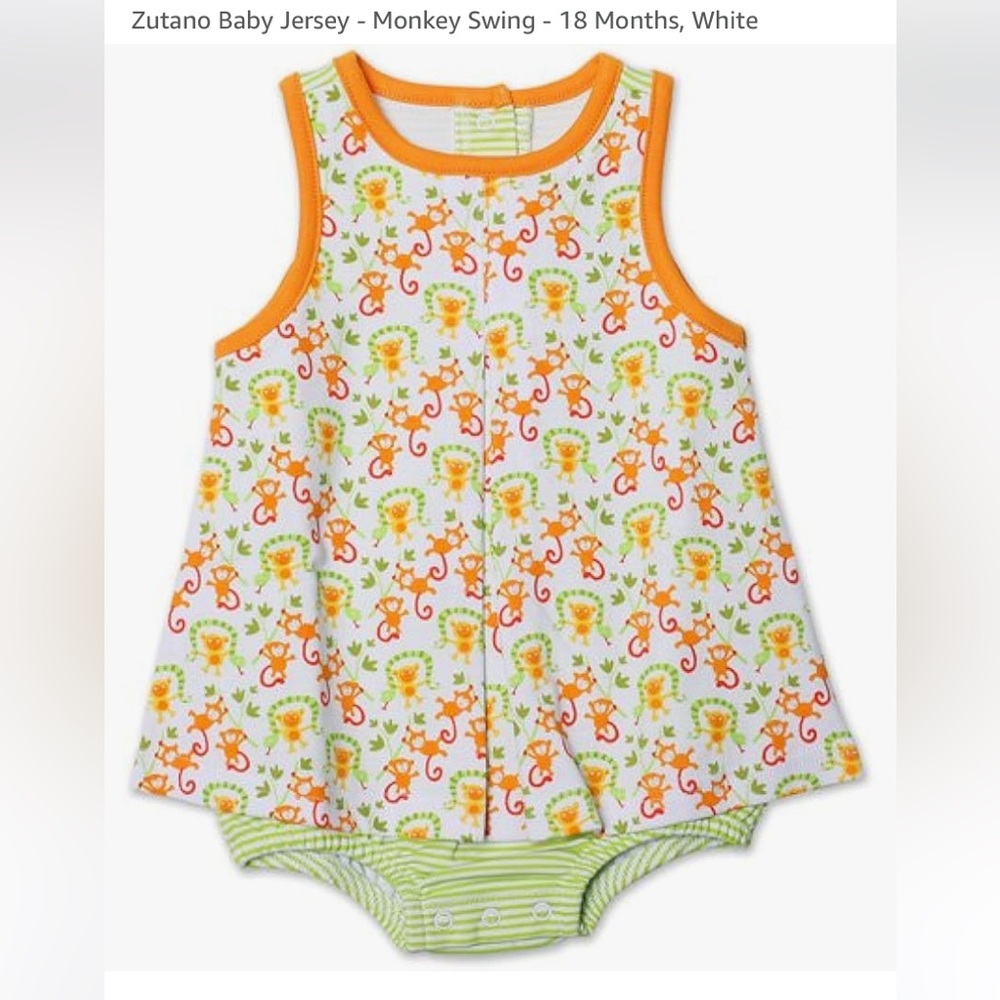 Zutano Baby Jersey Monkey Swing Onesie sun suit 12m